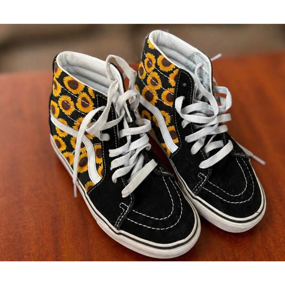Girls Vans Sk8-Hi Kids Sneakers – Sunflower Print – Size 3